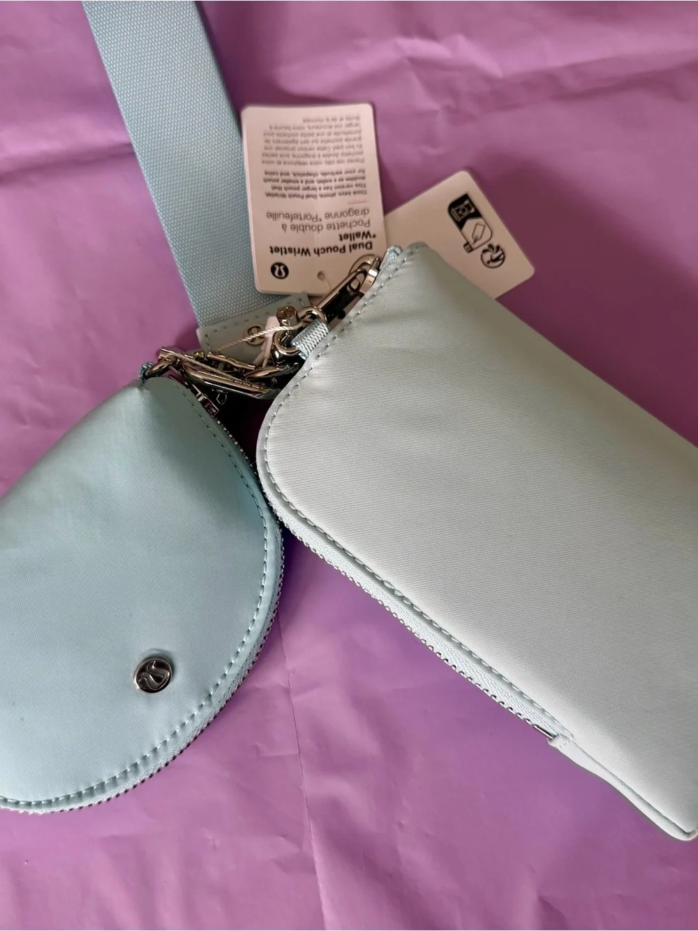 NWT lululemon Foam Cloud / Light Ivory Dual Pouch Wristlet
